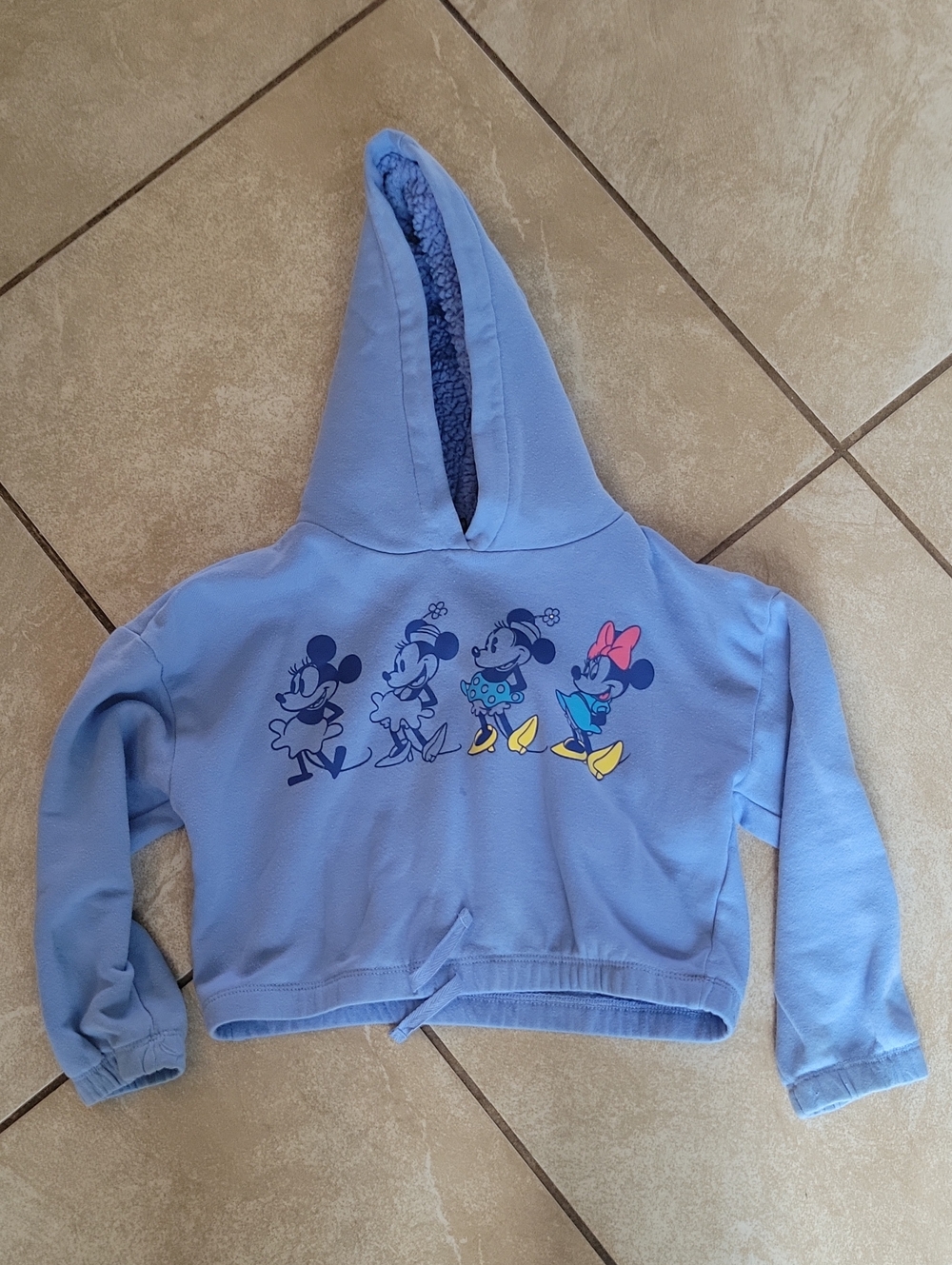 Disney Light Blue Minnie Mouse Graphic Hooded Crop Sweatshirt